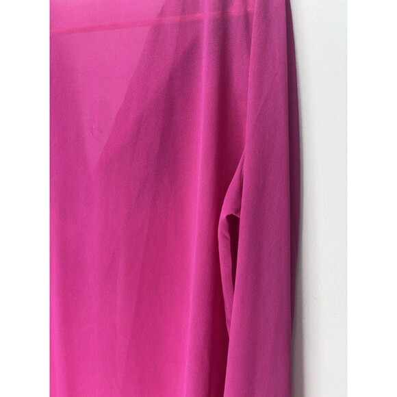 BOSTON PROPER Women’s SHEER EMBELLISHED V NECK TUNIC Top HOT PINK Sz S (flaw) - Picture 15 of 16